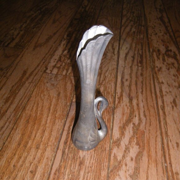 Vintage Small Metal Art Deco Style Vase w/ Swan Motif - Picture 1 of 4